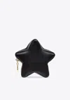 Stella Mccartney Star-shaped Pouch With Key-ring In Black