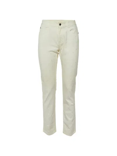 Pre-owned Stella Mccartney Star-embroidered Slim-fit Jeans In Neutral