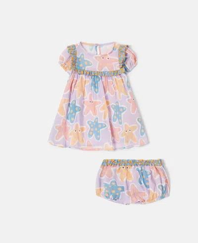 Stella Mccartney Kids' Starfish Print Ruffle Top And Bloomer Set In Brown