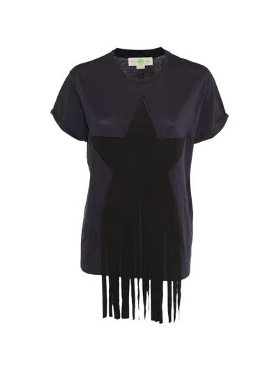 Pre-owned Stella Mccartney Star-motif Fringed T-shirt In Blue