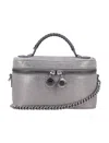 Stella Mccartney Metallic Top Handle Chain Strap Clutch Bag In Gray