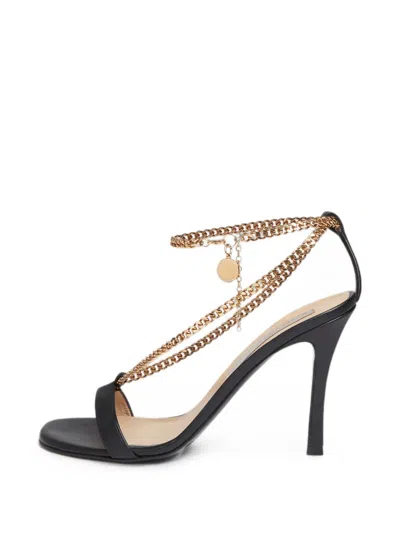 Pre-owned Stella Mccartney Stella Chain Ankle Strap Sandals In Black