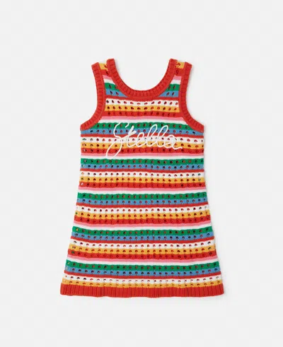Stella Mccartney Embroidered Cotton Knit Dress In Multicolour