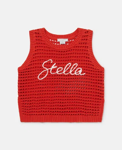 Stella Mccartney Stella Embroidered Crochet Sleeveless Top In Red