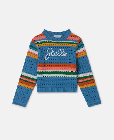 Stella Mccartney Stella Embroidered Crochet Sweater In Blue