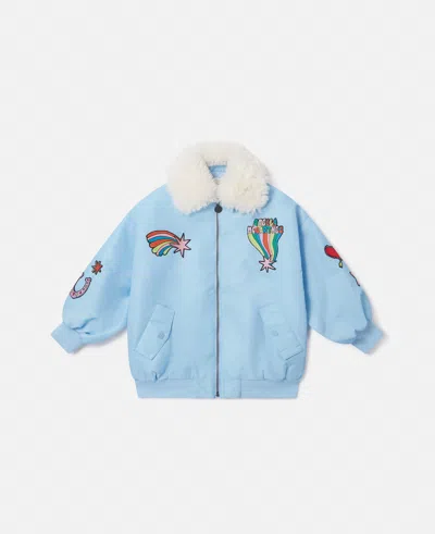 Stella Mccartney Stella Graphic Bomber Jacket In Sky Blue