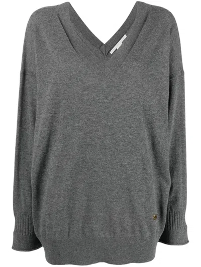 Stella Mccartney Stella Iconics V-neck Jumper In Grey