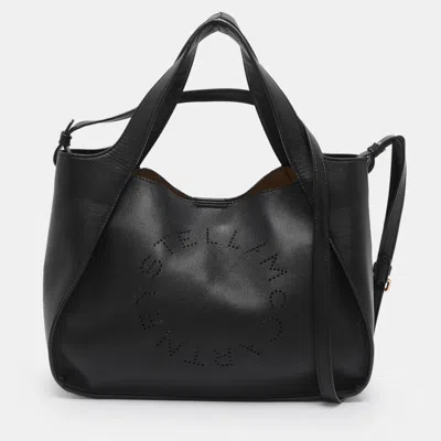 Pre-owned Stella Mccartney Stella Logo Black Faux Leather Tote
