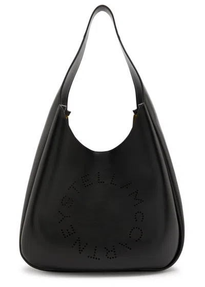Stella Mccartney Stella Logo Faux Leather Shoulder Bag In Black
