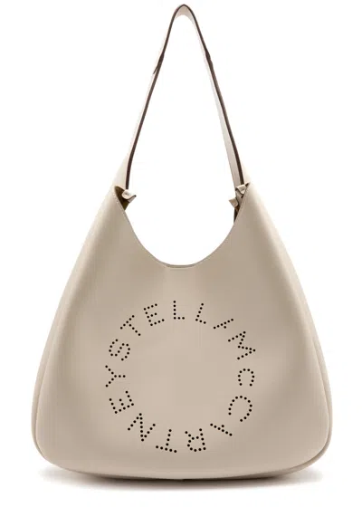 Stella Mccartney Stella Logo Faux Leather Shoulder Bag In White