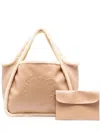 Stella Mccartney Stella Logo Faux-shearling Tote Bag In Nude