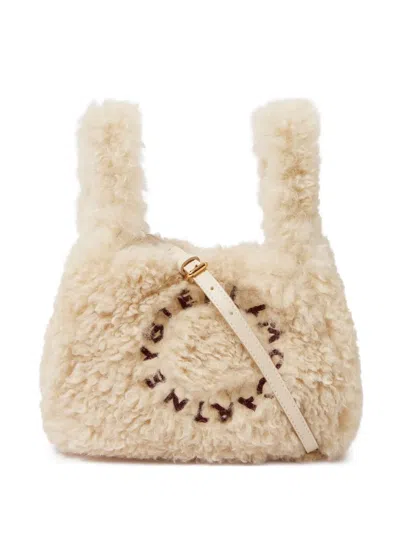 Stella Mccartney Stella Logo Faux-shearling Tote Bag In Neutral