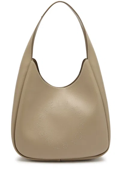 Stella Mccartney Stella Logo Grained Faux-leather Tote Bag In Taupe
