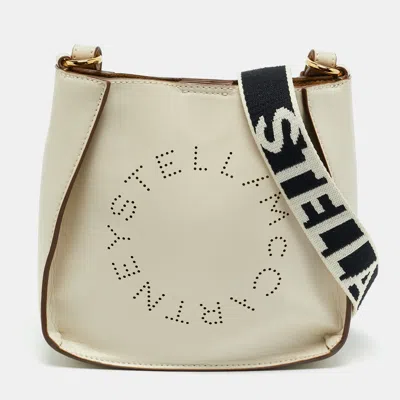 Pre-owned Stella Mccartney Stella Logo Mini Off White Faux Leather Crossbody Bag