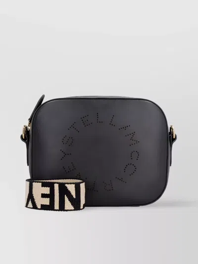 Stella Mccartney Stella Logo Perforated Camera Bag In Black
