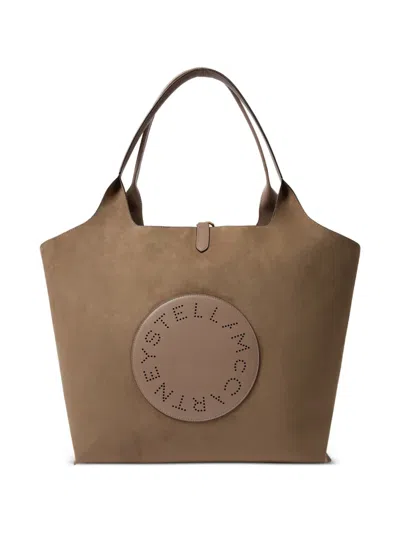 Stella Mccartney Stella Logo Perforated Tote Bag In Brown