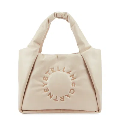 Stella Mccartney Stella Logo Puffy Padded Faux Leather Tote In White