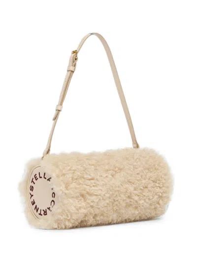 Stella Mccartney Stella Logo Shearling Pouch In Beige
