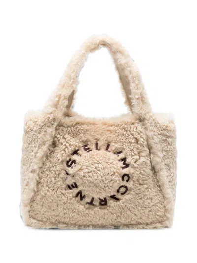 Stella Mccartney Stella Mc Cartney Stella Logo Shearling Tote In Neutral