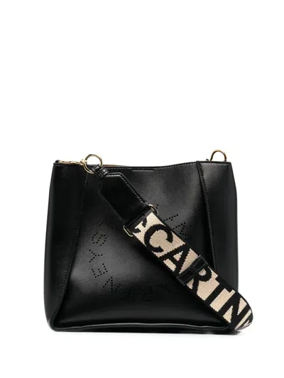 Stella Mccartney Stella Logo Mini Faux Leather Crossbody Bag In Black