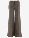 Stella Mccartney Micro Houndstooth Wool Trousers With Flared Leg