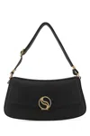 Stella Mccartney S-wave Logo Plaque Fold-over Shoulder Bag In Black
