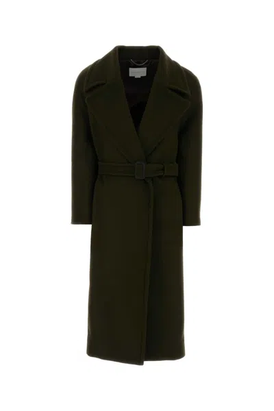 Stella Mccartney Stella Mc Cartney Bottle Green Wool Coat In Black