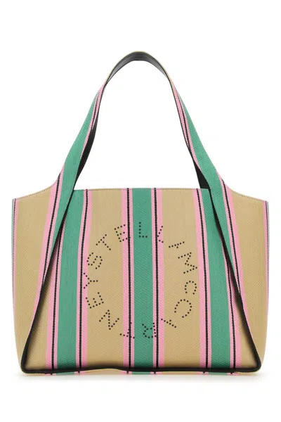 Stella Mccartney Stella Mc Cartney Embroidered Raffia Stella Logo Shopping Bag In Multi