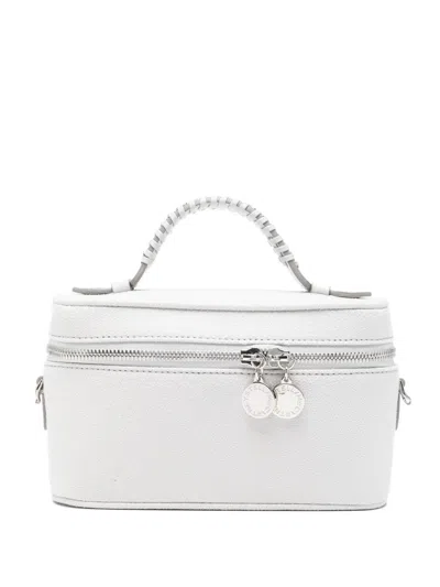 Stella Mccartney Vanity Laminated Shaggy Deer Fabric Crossbody Bag In Gray