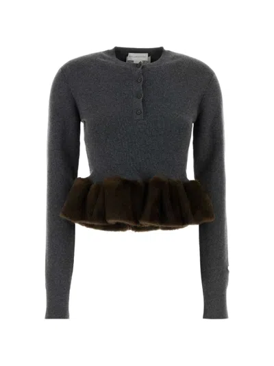 Stella Mccartney Stella Mc Cartney Faux Fur Detail Wool Sweater In Gray