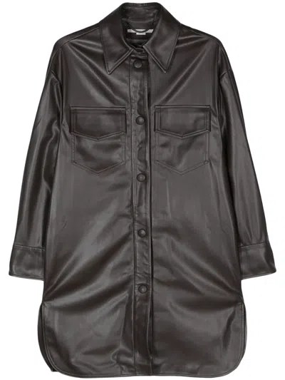 Stella Mccartney Stella Mc Cartney Faux Leather Overshirt In Brown