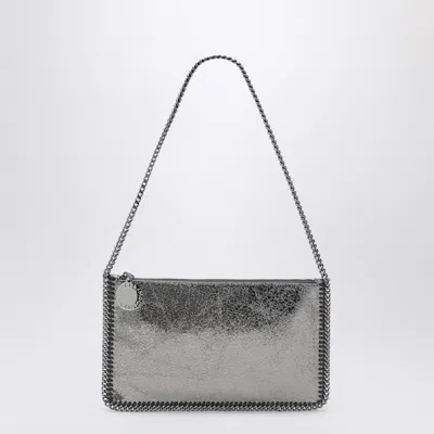 STELLA MCCARTNEY STELLA MC CARTNEY GRAY METALLIC FALABELLA CLUTCH WITH CHAIN