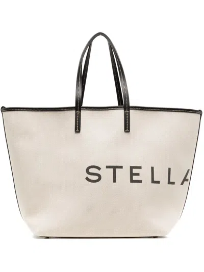 Stella Mccartney Stella Mc Cartney Logo Canvas Tote Bag In Beige