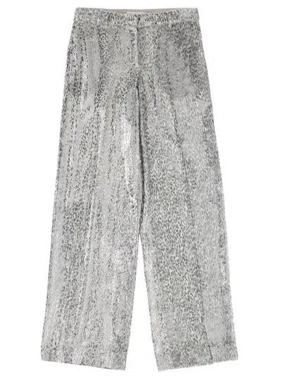 Stella Mccartney Elegant Silk-blend Trousers For Women In Silver