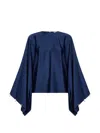 Stella Mccartney Navy Blue Envers Satin Pearl And Crystal-embellished Blouse In Blue