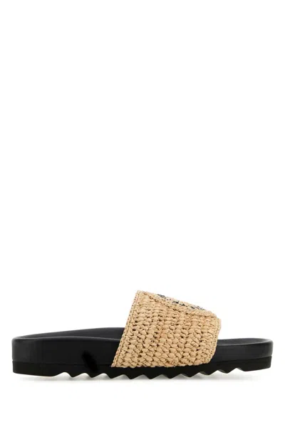 Stella Mccartney Stella Mc Cartney Raffia Elyse Slippers In Black