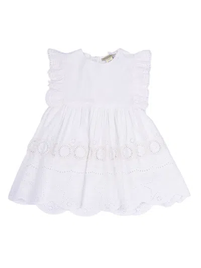 Stella Mccartney Kids Cotton Dress With Sangallo Inserts In White
