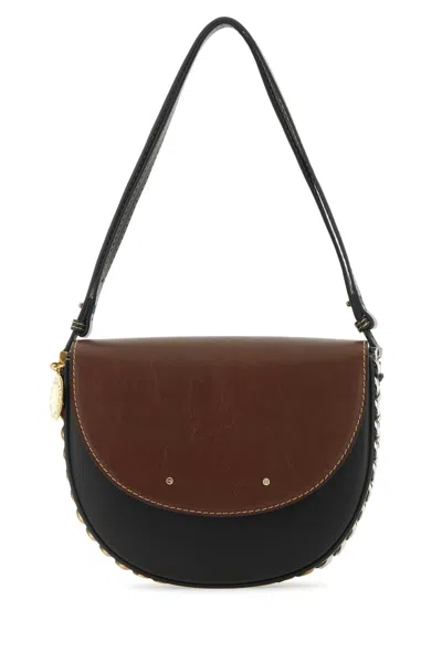 Stella Mccartney Stella Mc Cartney Two Tone Alter Mat Medium Frayme Shoulder Bag In Black