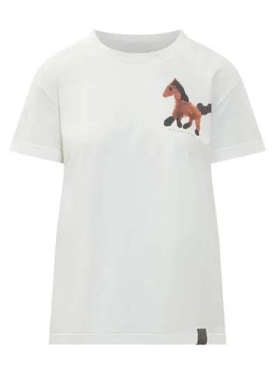 Stella Mccartney Stella Mc Cartney Watercolour Horse T Shirt In White