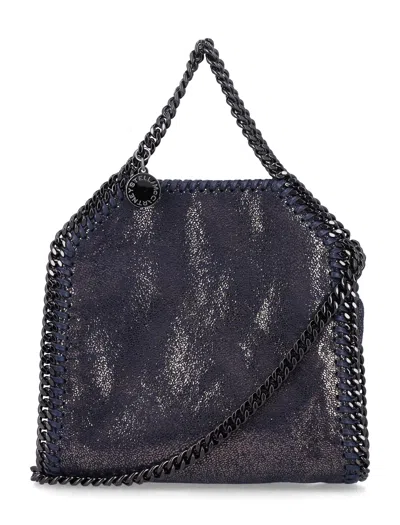 Stella Mccartney Navy Blue Falabella Tiny Tote In Black