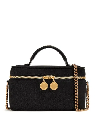 Stella Mccartney Falabella Chain-embellished Brushed Shoulder Bag In Black