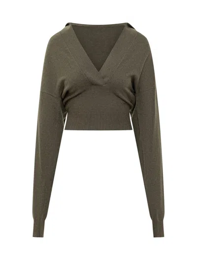 Stella Mccartney Short Green V-neck Pullover
