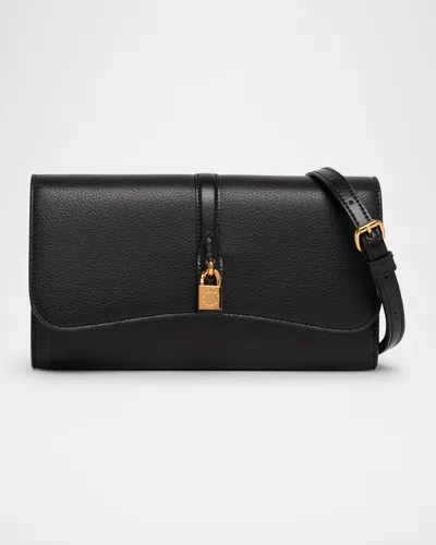 Stella Mccartney Stella Ryder Embossed Grainy Eco Vegan Leather Wallet With Strap In Black
