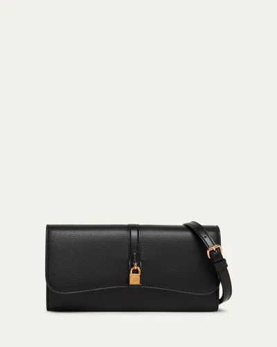 Stella Mccartney Stella Ryder Embossed Grainy Eco Vegan Leather Wallet With Strap In Black