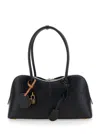 Stella Mccartney 'ryder' Black Medium Handbag With Padlock Detail On The Front And Two Top Handles