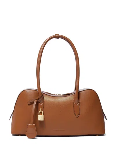Stella Mccartney Stella Ryder Logo-embossed Embellished Textured Vegan Tote In Brown