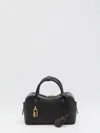 Stella Mccartney Ryder Black Small Handbag With Two Top Handles And Front Padlock Detail With Logo In Ecoleather Woma In Black