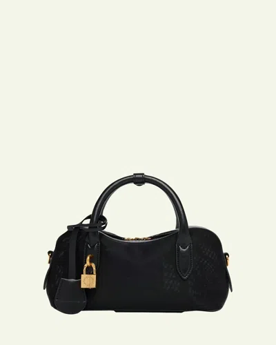 Stella Mccartney Ryder Black Small Handbag With Two Top Handles And Front Padlock Detail With Logo In Ecoleather Woma