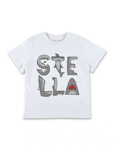 Stella Mccartney Kids' Stella Shark Print T-shirt In White