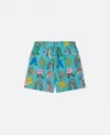 Stella Mccartney Stella Woodland Lettering Swim Shorts In Blue